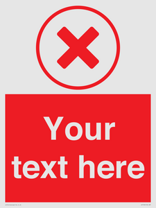 Custom red background, red cross in circle sign